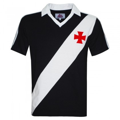 Camisa Retro Vasco Preta Faixa Gola